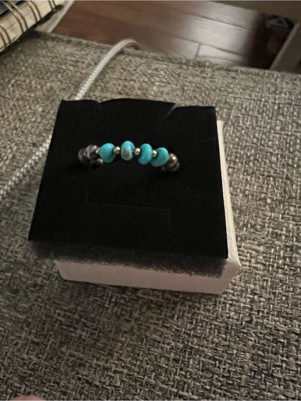 Turquoise & Silver Ring - Memory Wire